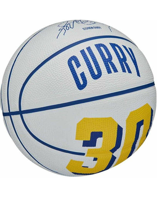 Wilson Player Icon Mini Curry Wit basketball in size 3, featuring a vibrant orange design and Wilson branding, suitable for outdoor play.