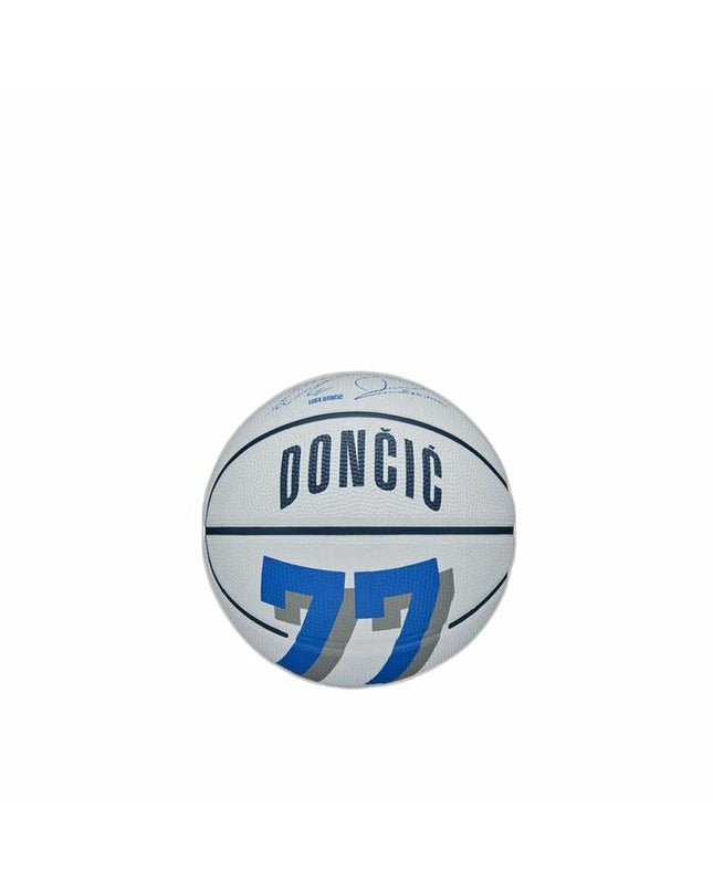Wilson Luka Wit size 3 basketball, sport and outdoor basketball featuring a white and black design with Wilson branding.