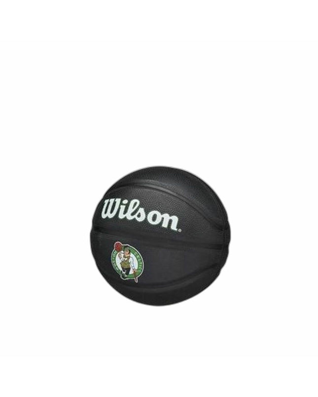 Wilson NBA Team Tribute Mini Basketball in black, size 3, designed for indoor and outdoor play, featuring team logo details.