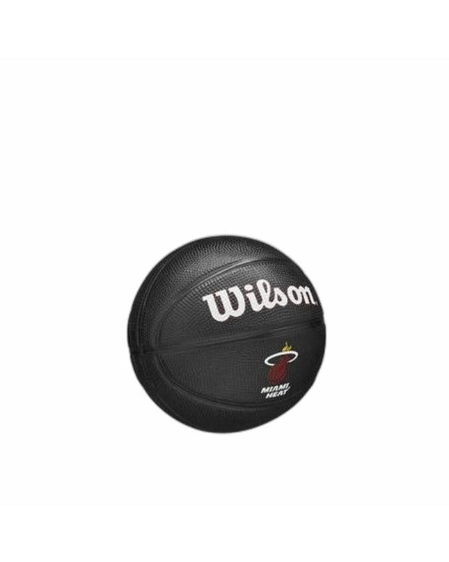 Wilson NBA Team Tribute Mini Basketball in black, size 3, designed for indoor and outdoor use, featuring team logo and classic grip.