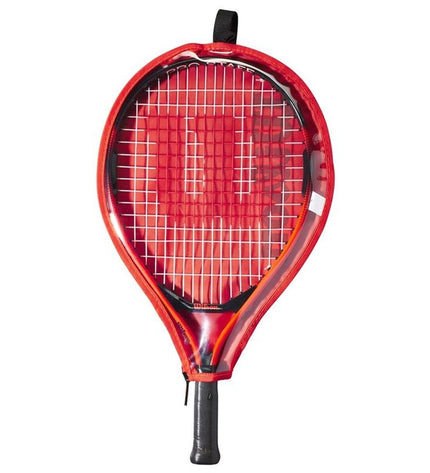 Wilson Pro Staff Precision tennis racket for outdoor sport, showing a close-up of the black and red frame and strings.