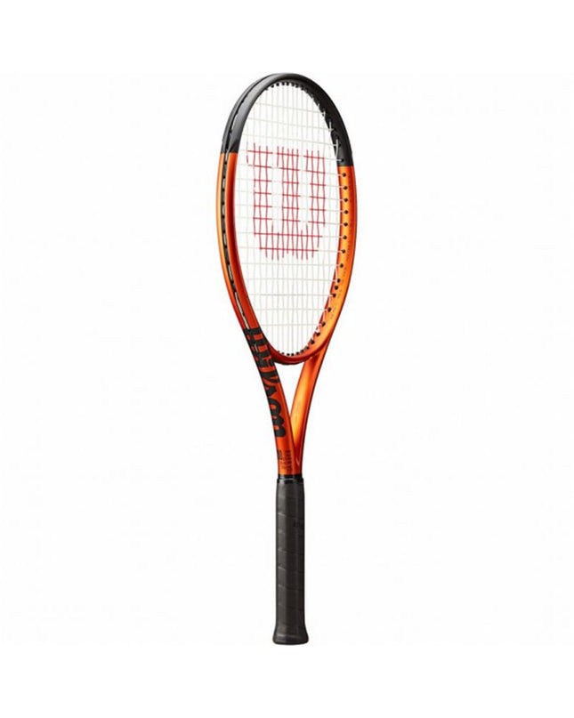 Wilson Burn 100Uls V5.0 tennis racket in dark orange, lightweight sports equipment for outdoor tennis play.