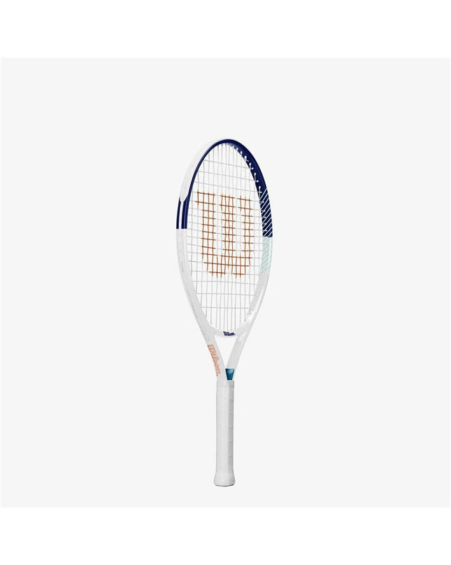 Wilson Roland Garros Elite Wit tennis racket for outdoor sport, featuring a sleek white design with Wilson branding.