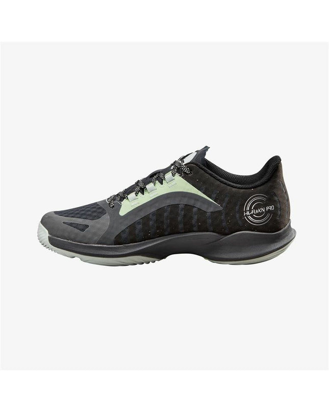Wilson Hurakn Pro adult tennis padelschoenen in zwart, sport outdoor footwear with breathable design and supportive sole.