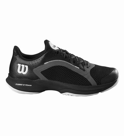 Wilson Hurakn 2.0 adult tennis padelschoenen in zwart, sport outdoor footwear with breathable design and supportive sole.