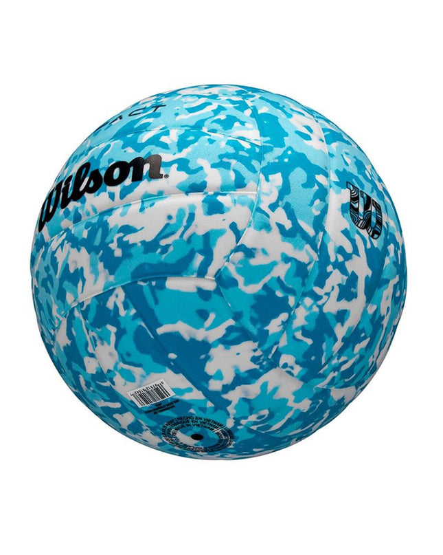 Wilson Impact Gen Green blue and white beach volleyball, size 5, designed for outdoor beach volleyball play.
