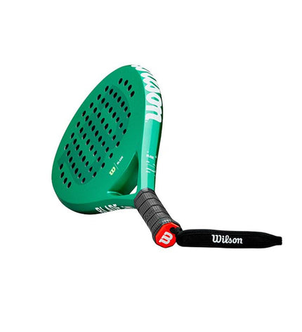 Wilson Blade LS V3 Padel racket with green design, lightweight sport paddle tennis equipment for outdoor play.