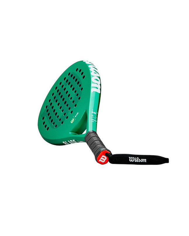 Wilson Blade LS V3 Padel racket with green design, lightweight sport paddle tennis equipment for outdoor play.