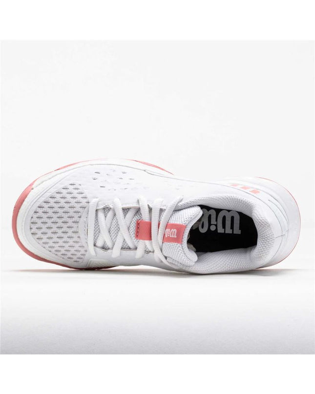 Wilson children's tennis paddleschoenen in wit, designed for sport and outdoor tennis play, with supportive cushioning and durable sole.