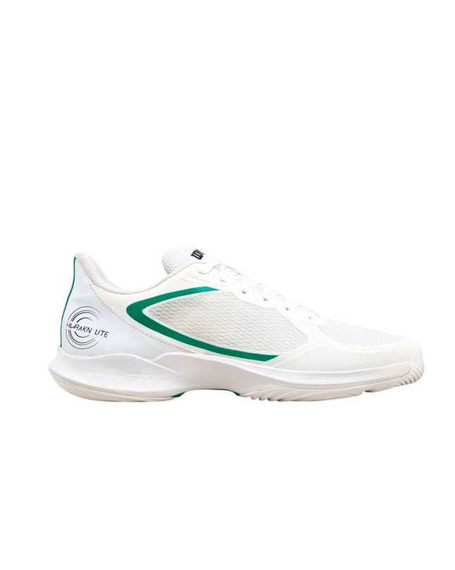 Wilson Hurakn Lite men's tennis shoes in white with breathable mesh and supportive sole, designed for outdoor tennis play.
