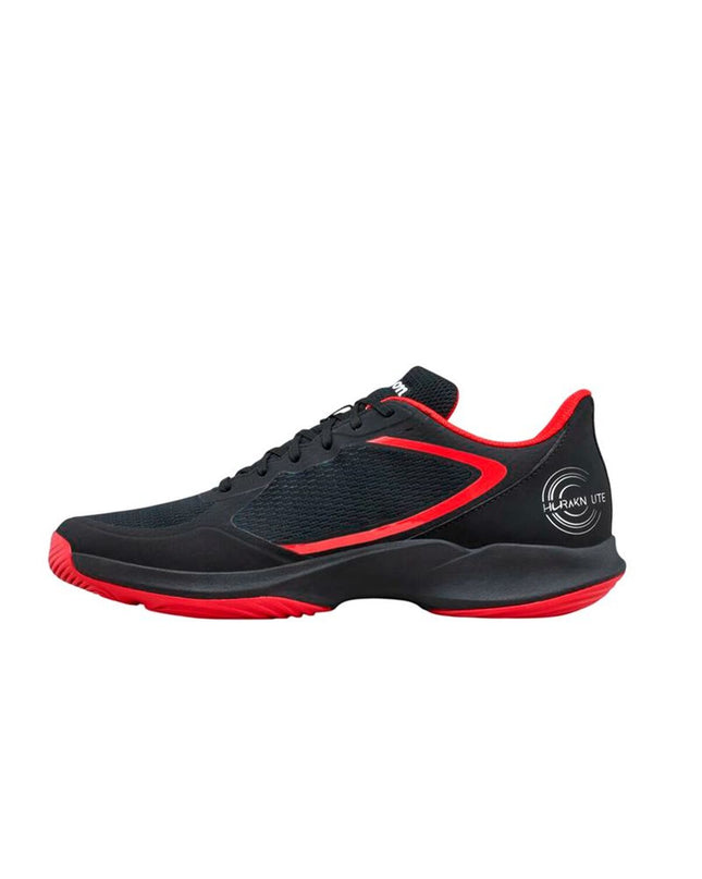Wilson Hurakn Lite men's tennis shoes in black, designed for sport and outdoor tennis with a supportive, lightweight sole.