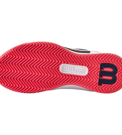 Wilson Intrigue Pro Clay tennis shoes for women, white sport footwear with supportive design for outdoor tennis play.