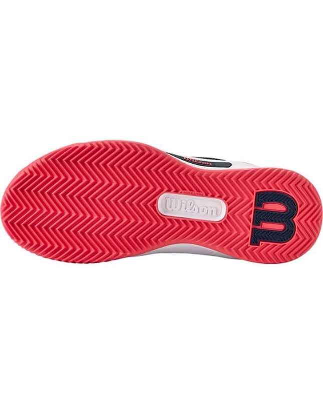 Wilson Intrigue Pro Clay tennis shoes for women, white sport footwear with supportive design for outdoor tennis play.