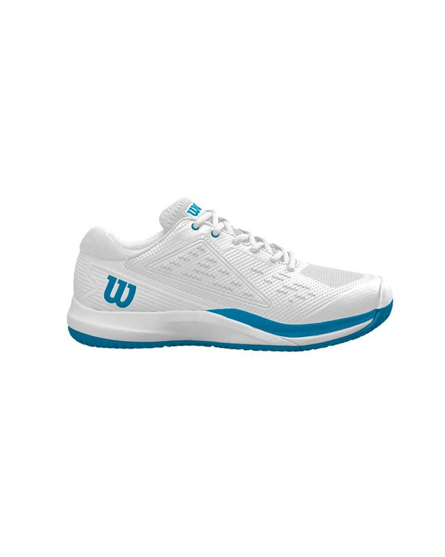 Wilson Rush Pro Ace Oz men's tennis shoes in white, featuring a sporty design suitable for outdoor tennis matches.