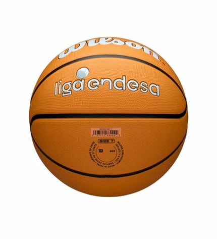 Wilson ACB outdoor orange basketball, size 7, with textured surface and black branding, suitable for outdoor sports and basketball games.