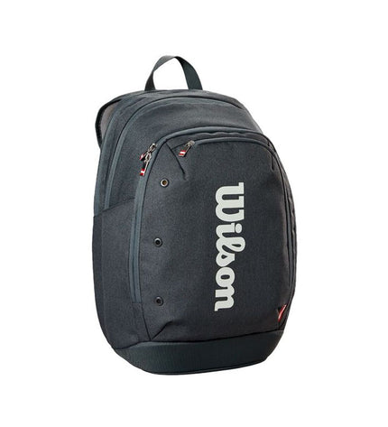 Wilson Rackettas Tour Backpack 2025 in black, tennis and outdoor sport bag with multiple compartments and padded straps.