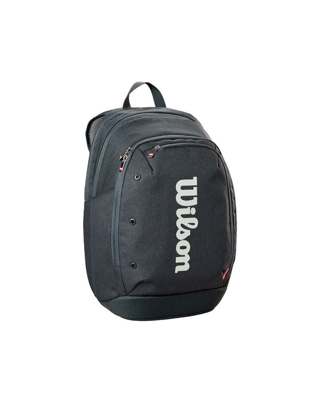 Wilson Rackettas Tour Backpack 2025 in black, tennis and outdoor sport bag with multiple compartments and padded straps.