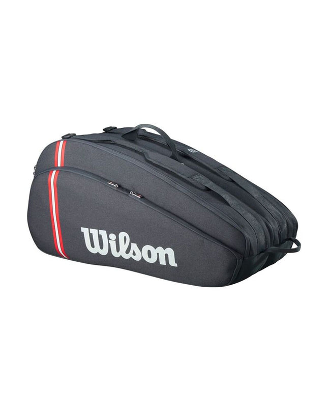 Wilson Tour tennis rackettas, black 12-pack, sport and outdoor tennis equipment, showing rackets with black frames and grips.