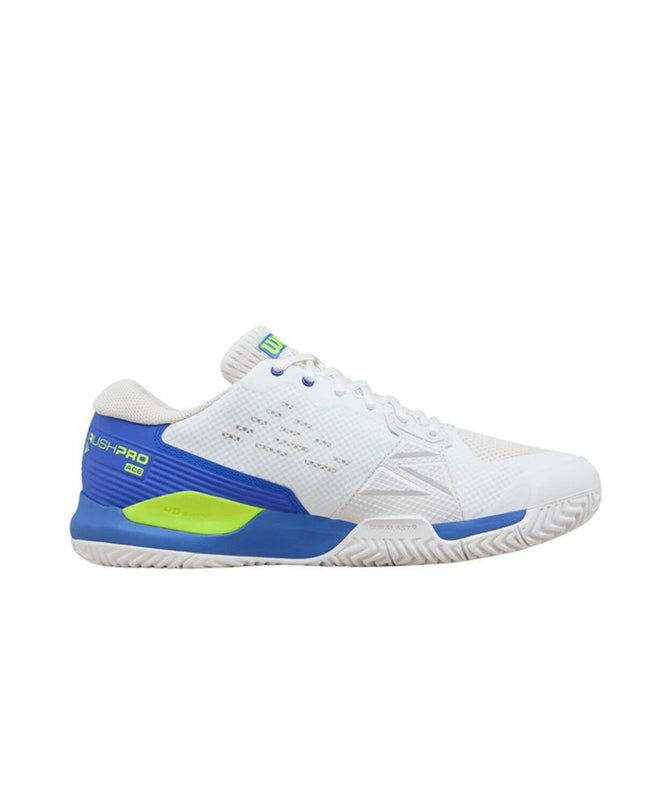 Wilson Rush Pro Ace men's tennis shoes with white design, sport and outdoor footwear, featuring breathable material and athletic sole.