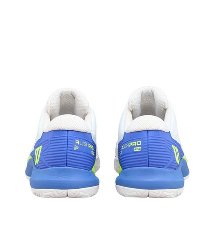 Wilson Rush Pro Ace men's tennis shoes in white with black accents, showcasing the sport and outdoor tennis footwear design.