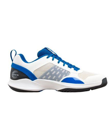 Wilson Hurakn Pro V2 men's tennis shoes in blue, featuring breathable mesh and supportive sole for outdoor tennis play.