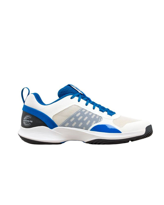 Wilson Hurakn Pro V2 men's tennis shoes in blue, featuring breathable mesh and supportive sole for outdoor tennis play.