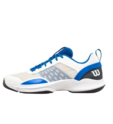 Wilson Hurakn Pro V2 men's tennis shoes in blue, featuring breathable mesh and supportive soles for outdoor tennis play.