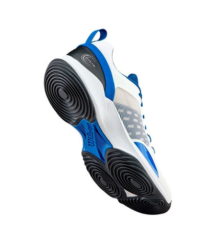 Wilson Hurakn Pro V2 men's tennis shoes in blue, designed for sport and outdoor tennis, with supportive athletic footwear features.
