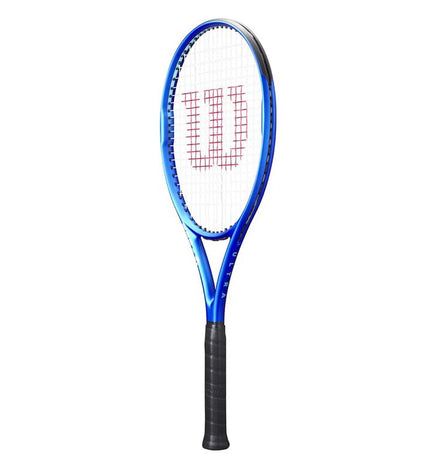 Wilson Ultra Team V5 tennis racket in blue, lightweight design for outdoor tennis play, with a sleek grip and frame.