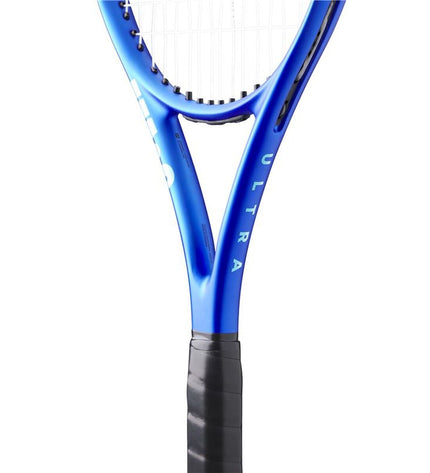 Wilson Ultra Team V5 blue tennis racket for sport and outdoor play, featuring a lightweight frame and ergonomic grip.