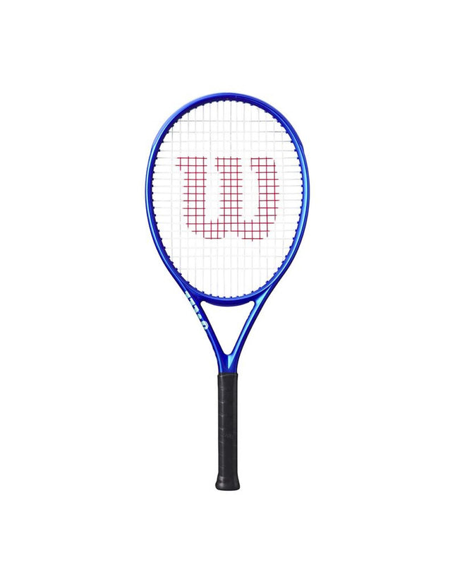 Wilson Ultra 26 V5 tennis racket in blue, lightweight sports equipment designed for outdoor tennis play.