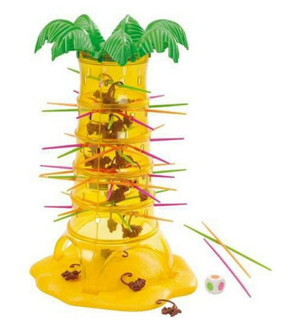 Mattel Monos Locos board game, colorful plastic game pieces with game board and cards for family fun and entertainment.