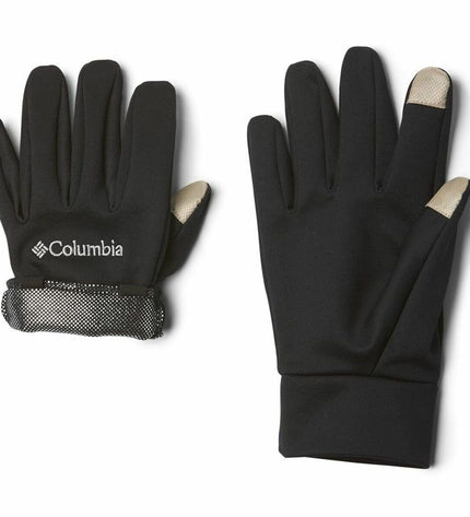Columbia Omni-Heat Touch black outdoor gloves for camping and hiking with thermal insulation and touchscreen compatibility.