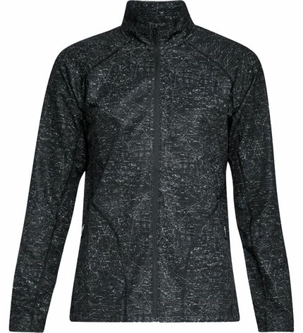 Under Armour Storm Printed women's sport jacket in dark gray, outdoor sportswear with a printed design and sleek fit.