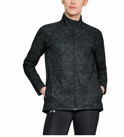 Dark gray Under Armour Storm printed women's sport jacket for outdoor activities, lightweight and water-resistant.