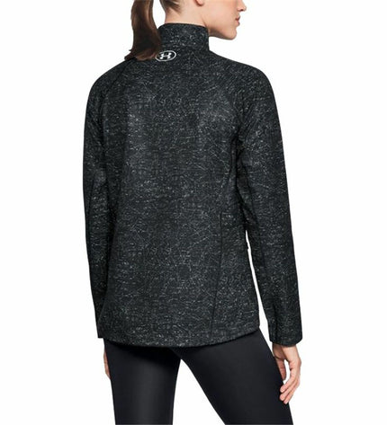 Under Armour Storm printed women's sport jacket in dark gray, outdoor and sportswear with weather-resistant fabric.