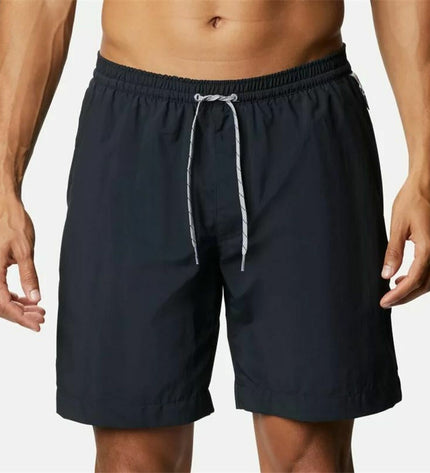 Columbia Summerdry men's black swim shorts for sports and outdoor watersport activities, featuring quick-dry fabric and sporty design.