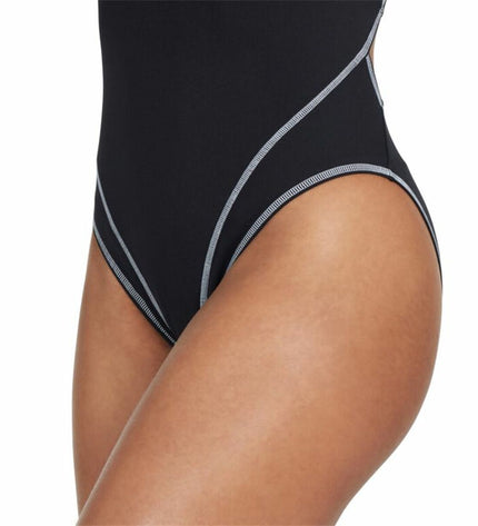 Zoggs Wire Masterback damesbadpak in zwart, sport- en watersportbadpak met sportieve snit en open rug voor dames.