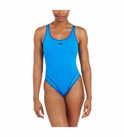 Zoggs Wire Masterback indigo women's swimsuit for sports and outdoor watersports, featuring a sleek design and supportive fit.