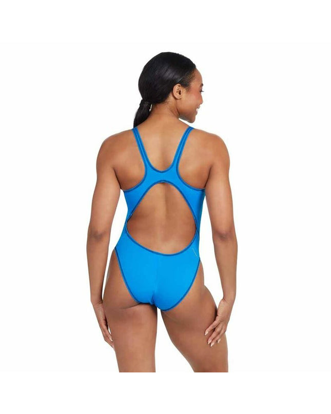 Zoggs Wire Masterback indigo women's swimsuit for water sports, featuring a sporty design and secure fit.