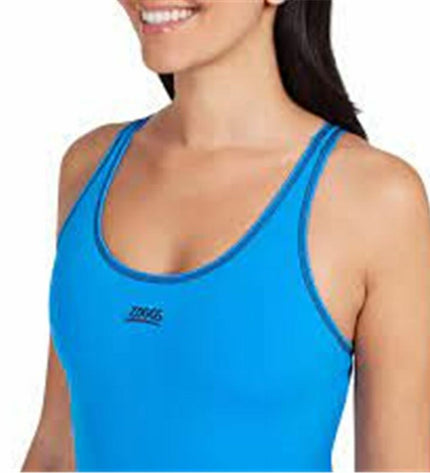 Zoggs Wire Masterback Indigo women's sports swimsuit for watersports, featuring a sleek design and supportive fit.