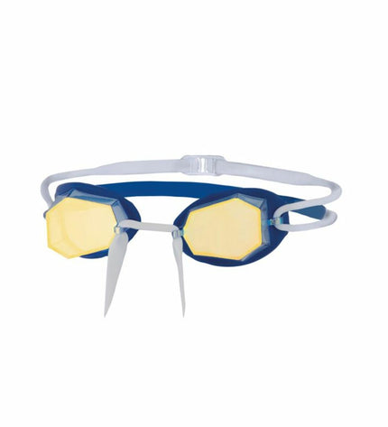 Zoggs Diamond Mirror swimming goggles in blue and white, sport and outdoor watersport eyewear with one size fit.