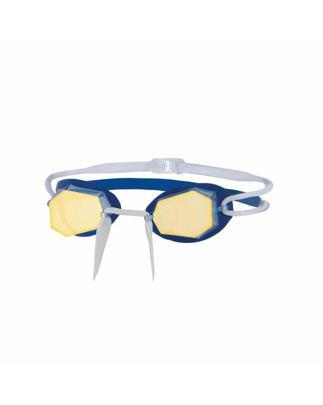 Zoggs Diamond Mirror swimming goggles in blue and white, sport and outdoor watersport eyewear with one size fit.