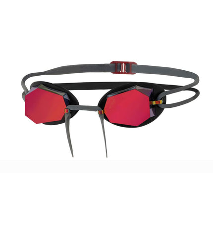 Zoggs Diamond Mirror swimming goggles in black and red, sport outdoor watersport eyewear with mirrored lenses.