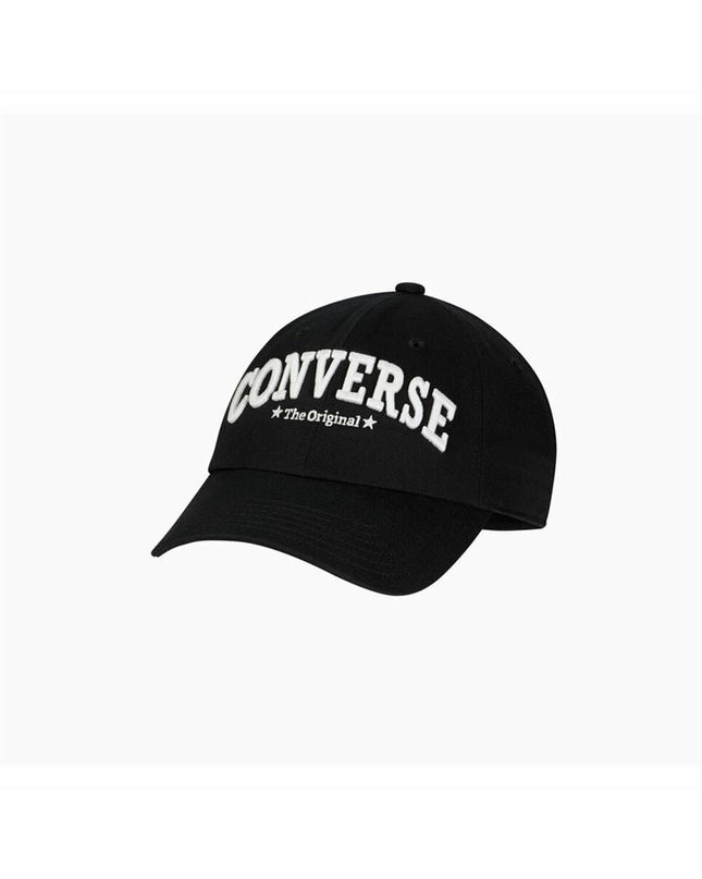 Converse Sportcap tennis hat in black with adjustable strap, designed for outdoor sports and tennis activities.