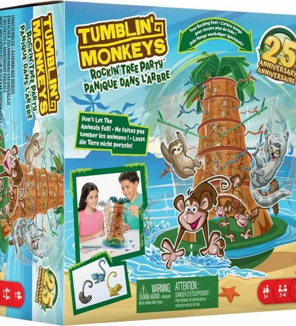 Mattel Tumblin' Monkeys game with colorful monkeys stacked and ready to topple, part of Mattel's toys and games collection.