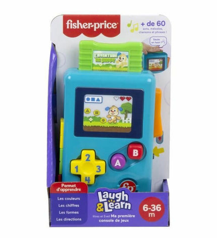 Fisher-Price My First Game Console portable electronic toy with colorful buttons and screen for young children.