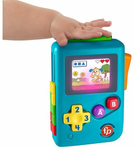 Fisher-Price My First Game Console portable electronic toy with colorful buttons and screen for young children.