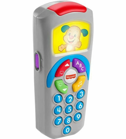 Fisher-Price Laugh and Learn Doggy remote control toy for babies, featuring colorful buttons and a playful design.