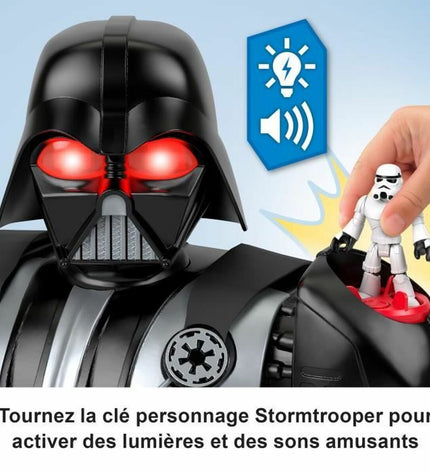 Fisher-Price Darth Vader action figure from the Star Wars robot toy collection, detailed plastic figure with armor and lightsaber.